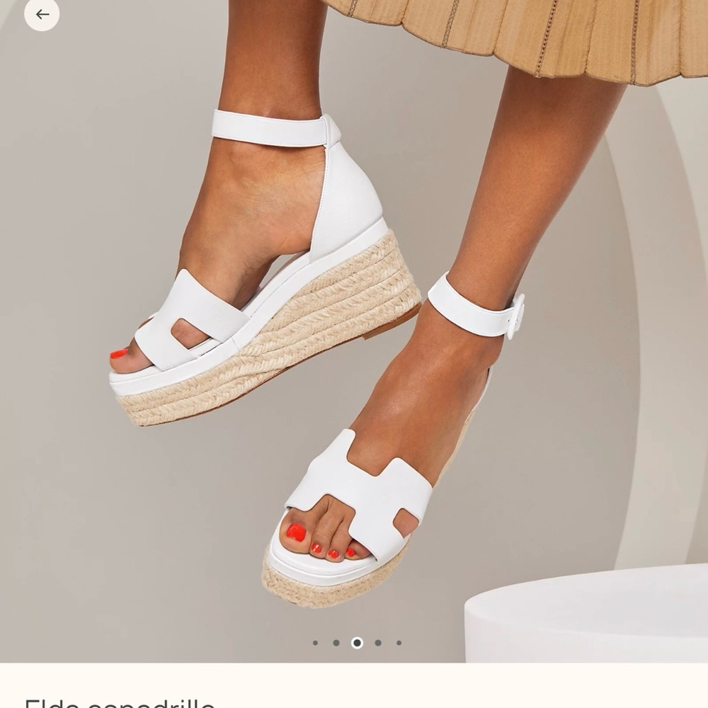 Hermes White Leather Platform Sandals